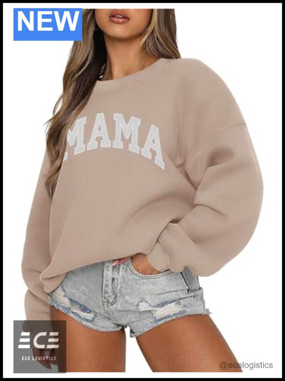 LOMON Women's Oversized Crewneck Sweatshirt Cotton Polyester Fleece Pullover